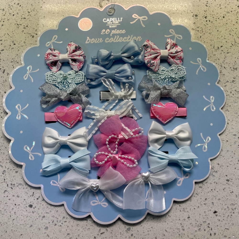 [Nordstrom] Capelli 20 piece Hair Bow Set in Pink, Blue, and Silver